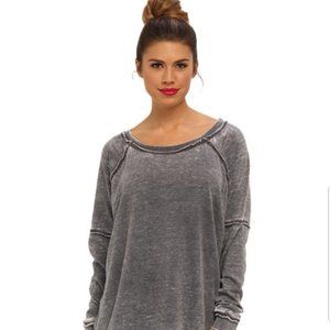 We The Free Gray Oversized Burnout L/S Tee Top S